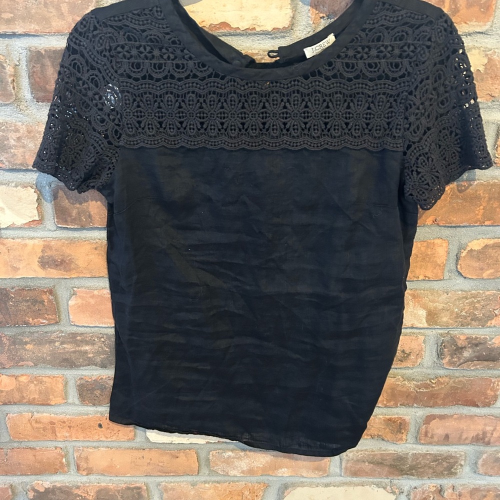 J. Crew Black Linen Blouse